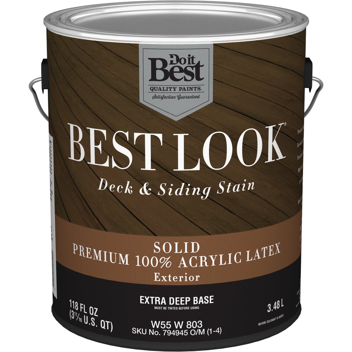 Best Look Solid Deck & Siding Exterior Stain, Extra Deep Base, 1 Gal.