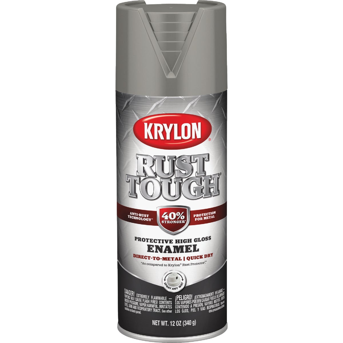 Krylon Rust Tough 12 Oz. Gloss Alkyd Enamel Spray Paint, Classic Gray