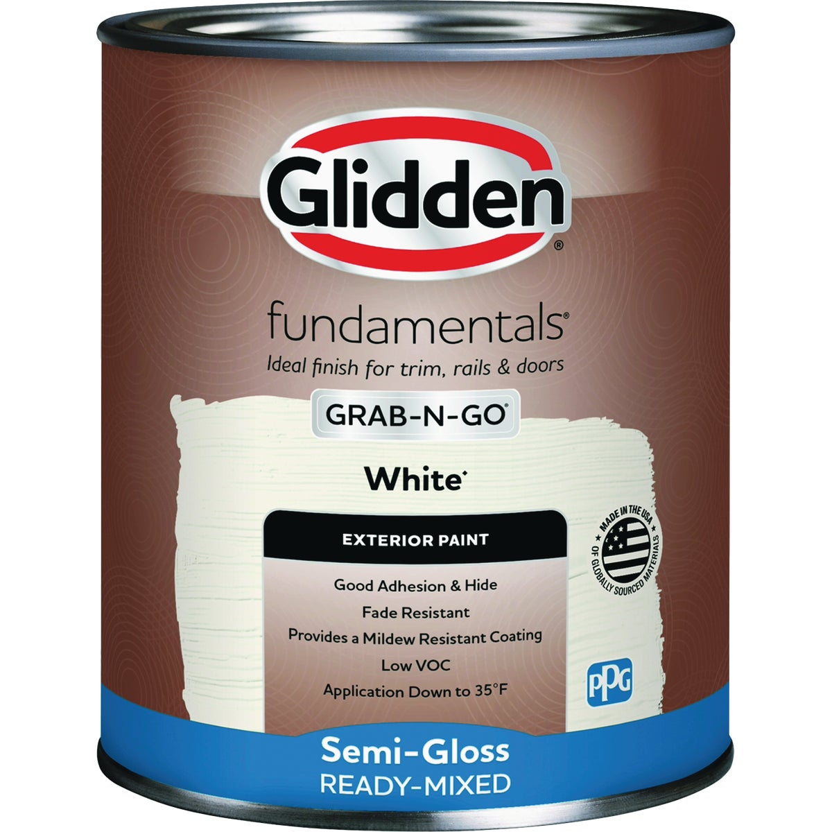 Glidden Fundamentals Exterior Grab-N-Go White Semi Gloss Quart