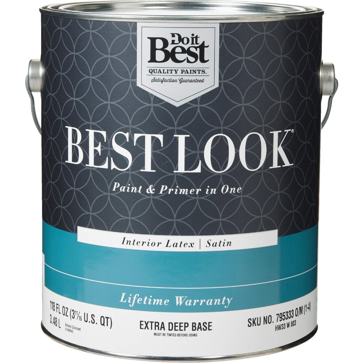 Best Look Latex Premium Paint & Primer In One Satin Interior Wall Paint, Extra Deep Base, 1 Gal.