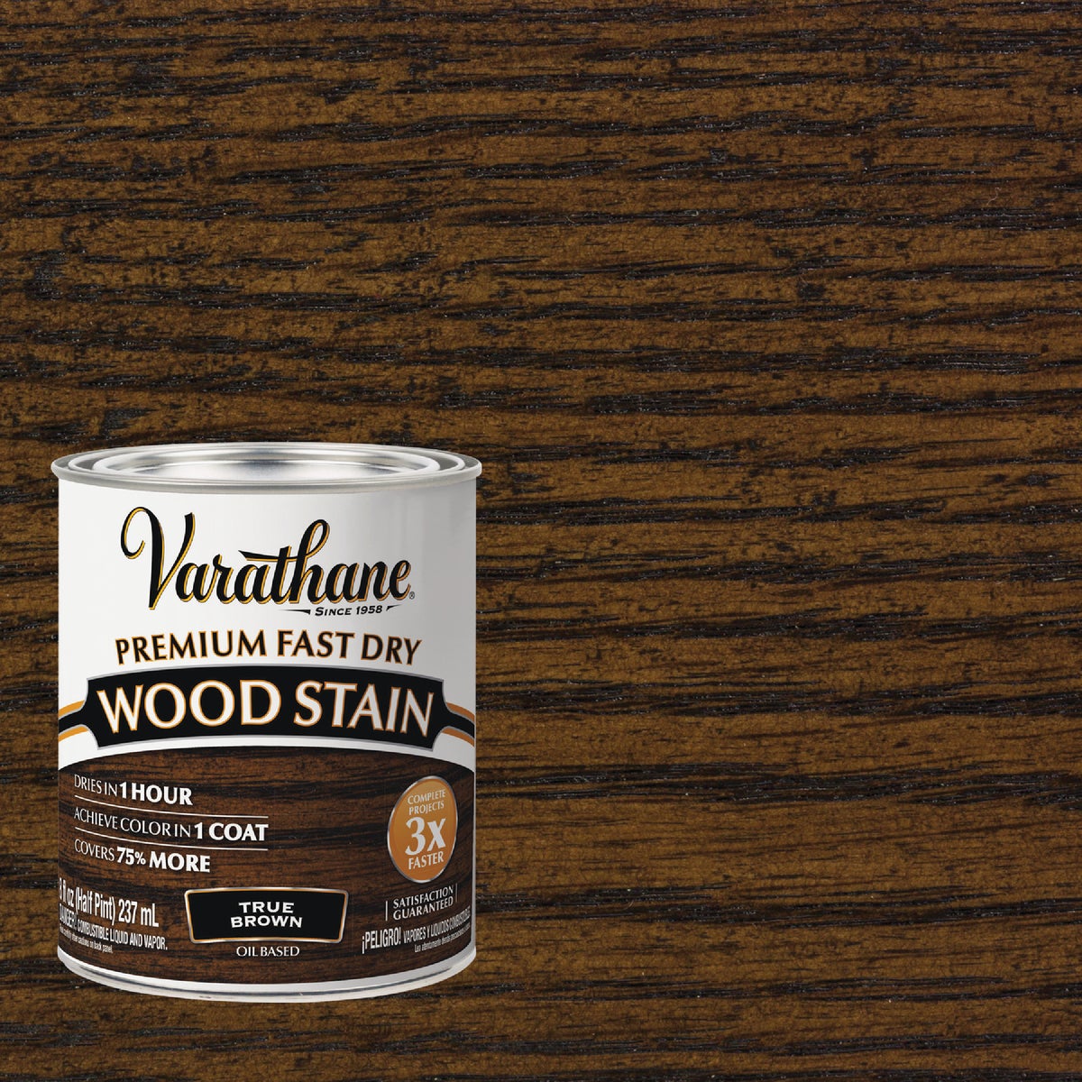 Varathane Fast Dry True Brown Urethane Modified Alkyd Interior Wood Stain, 1/2 Pt.