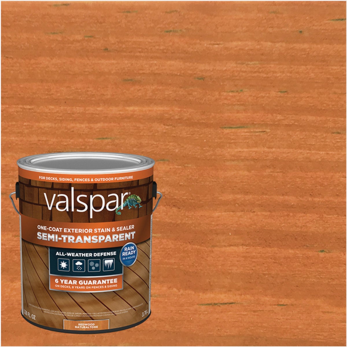 Valspar Semi Transparent Deck Stain, Redwood, 1 Gal.