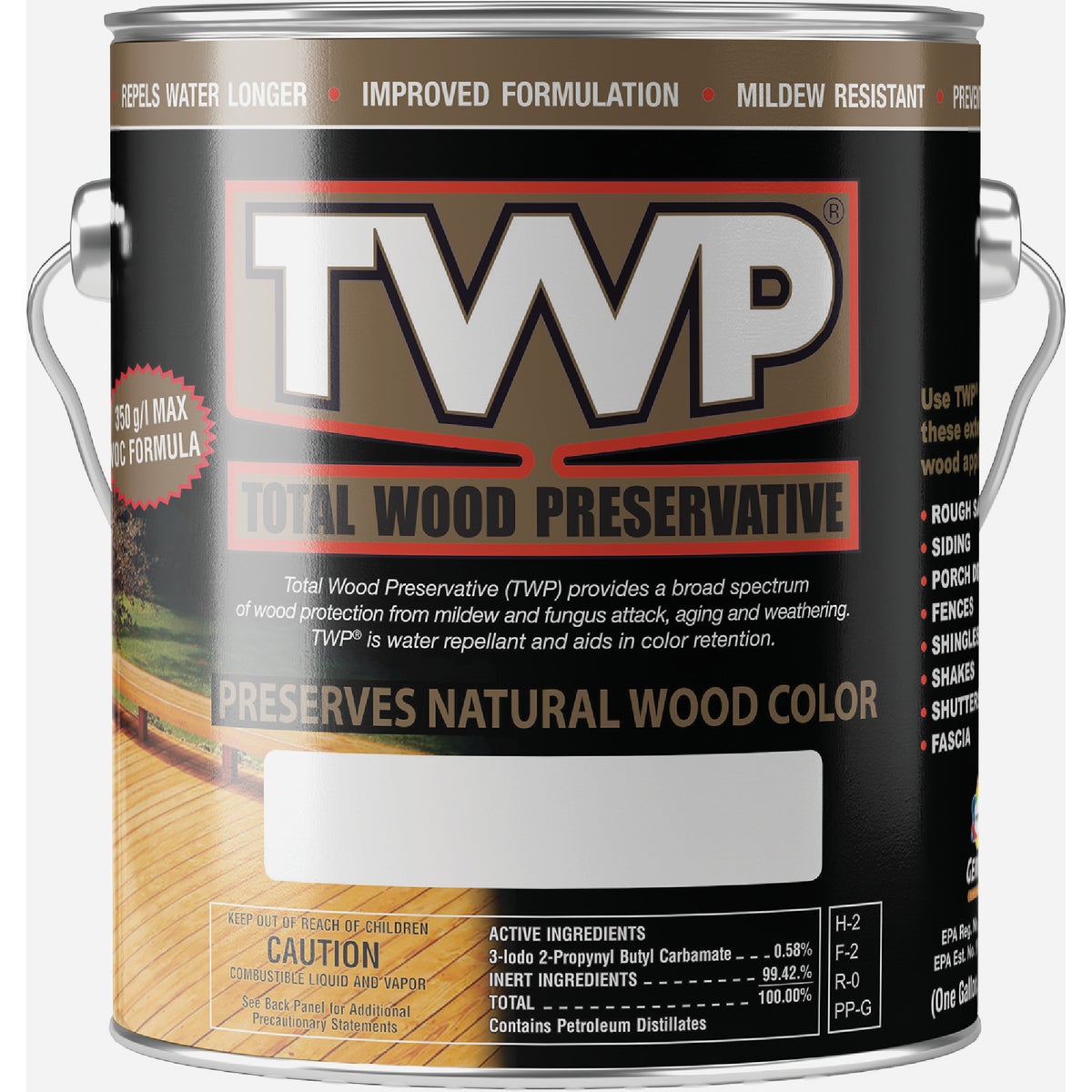 TWP1500 Series Low VOC Wood Preservative Deck Stain, Rustic, 1 Gal.