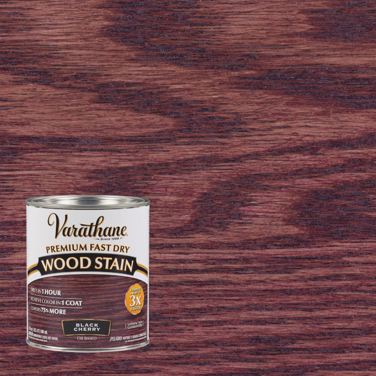 Varathane Fast Dry Black Cherry Urethane Modified Alkyd Interior Wood Stain, 1 Qt.