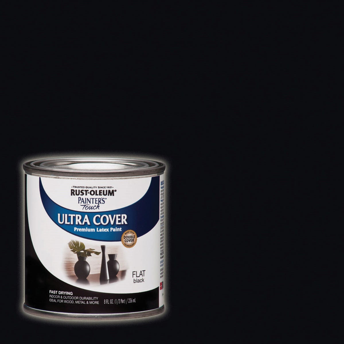Rust-Oleum Painter's Touch 2X Ultra Cover Premium Latex Paint, Flat Black, 1/2 Pt.