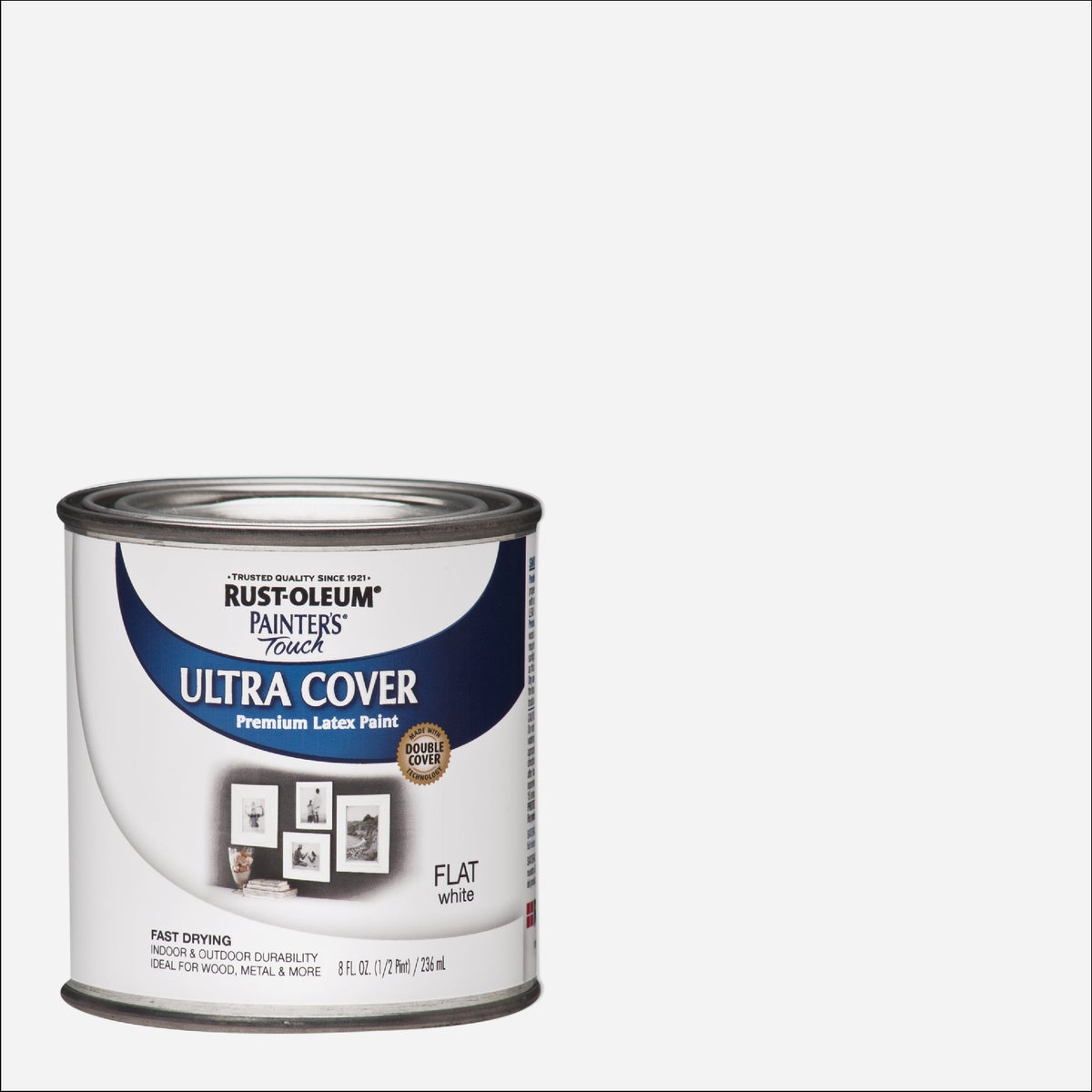 Rust-Oleum Painter's Touch 2X Ultra Cover Premium Latex Paint, Flat White, 1/2 Pt.