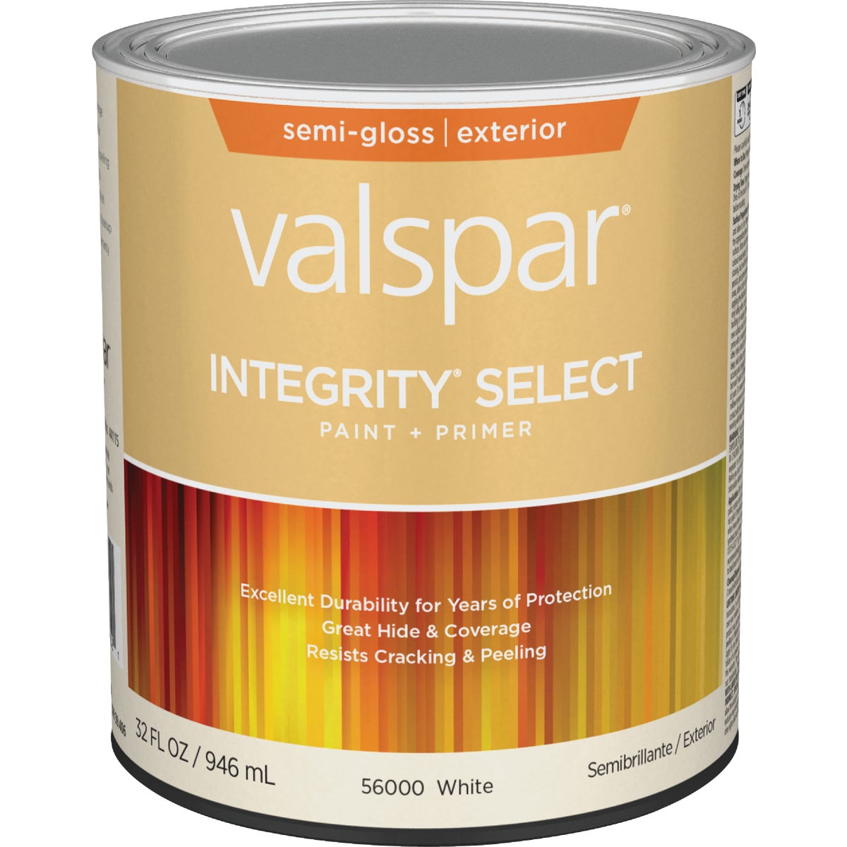  Valspar Integrity Select Semi-Gloss Paint & Primer Exterior Paint, White, 1 Qt.