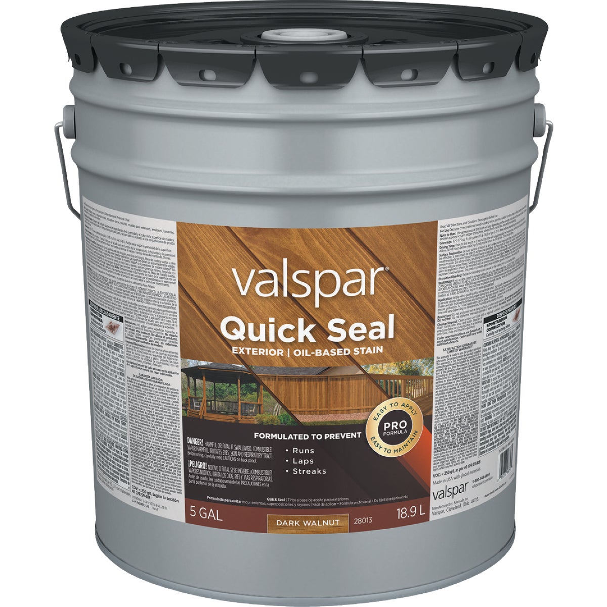 Valspar Quick Seal Oil Based Exterior Stain, Dark Walnut, 5 Gal.