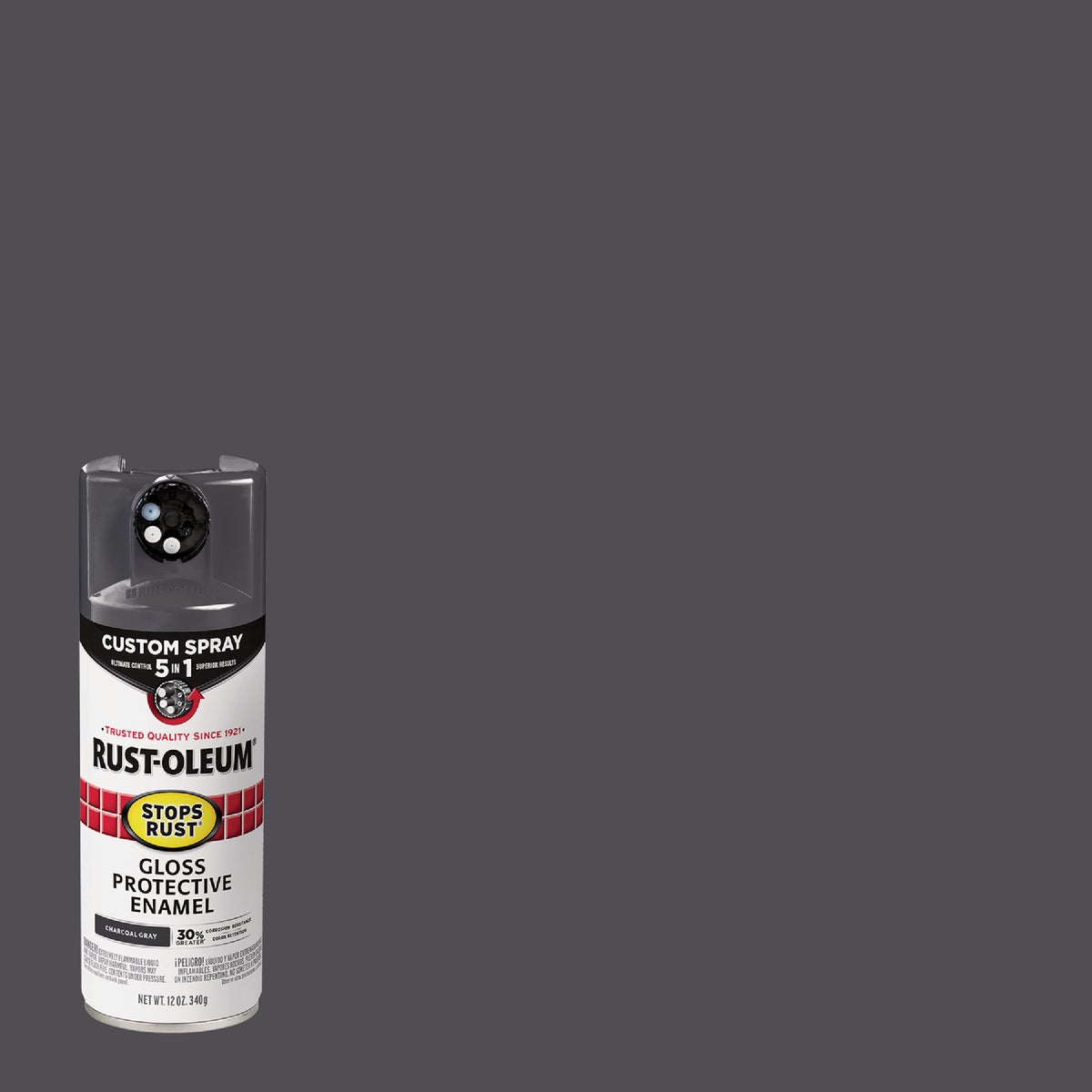 Rust-Oleum Stops Rust 12 Oz. Custom Spray 5 in 1 Gloss Spray Paint, Charcoal Gray