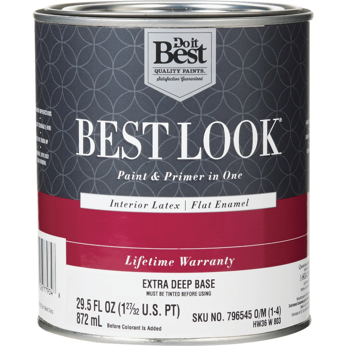 Best Look Latex Premium Paint & Primer In One Flat Enamel Interior Wall Paint, Extra Deep Base, 1 Qt.