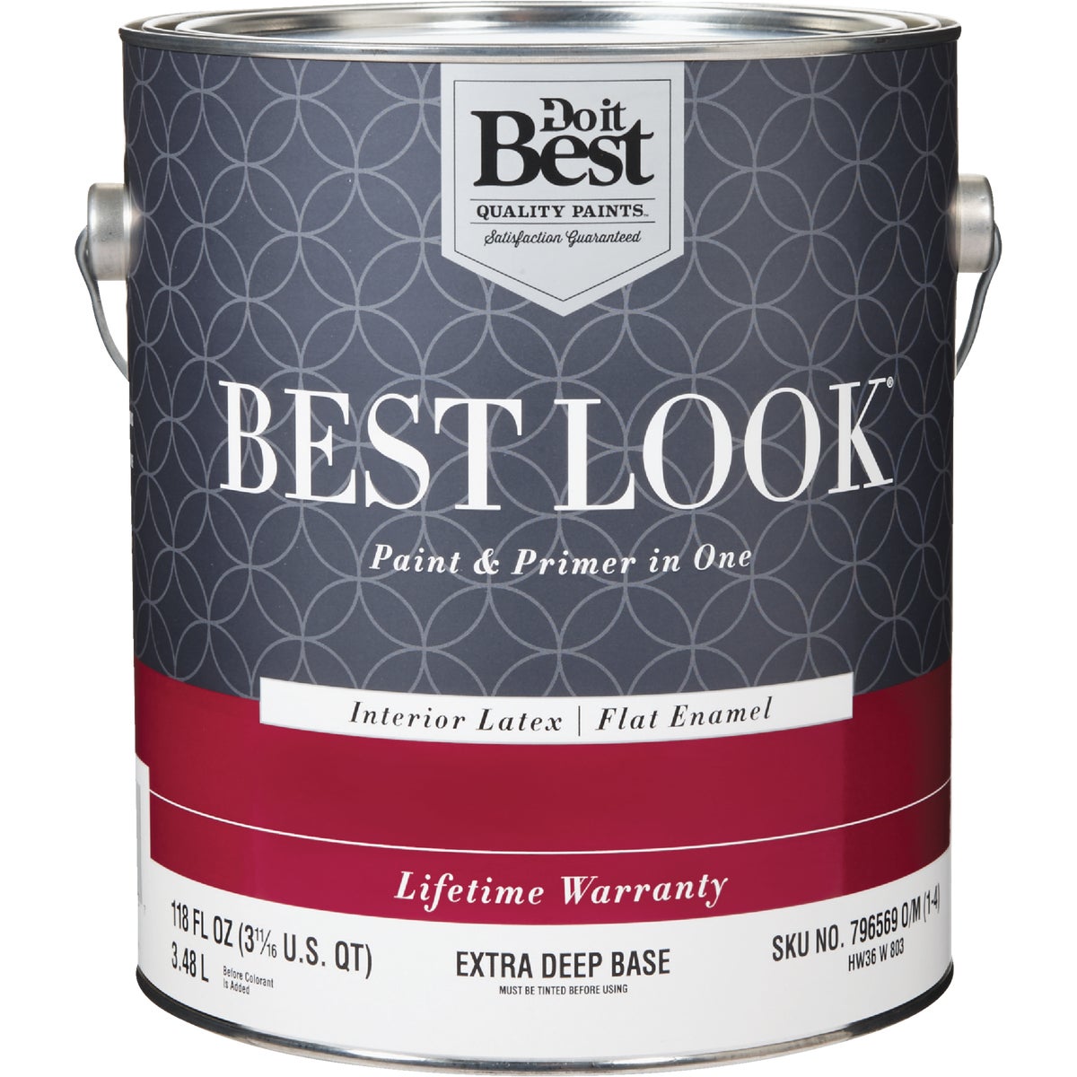 Best Look Latex Premium Paint & Primer In One Flat Enamel Interior Wall Paint, Extra Deep Base, 1 Gal.