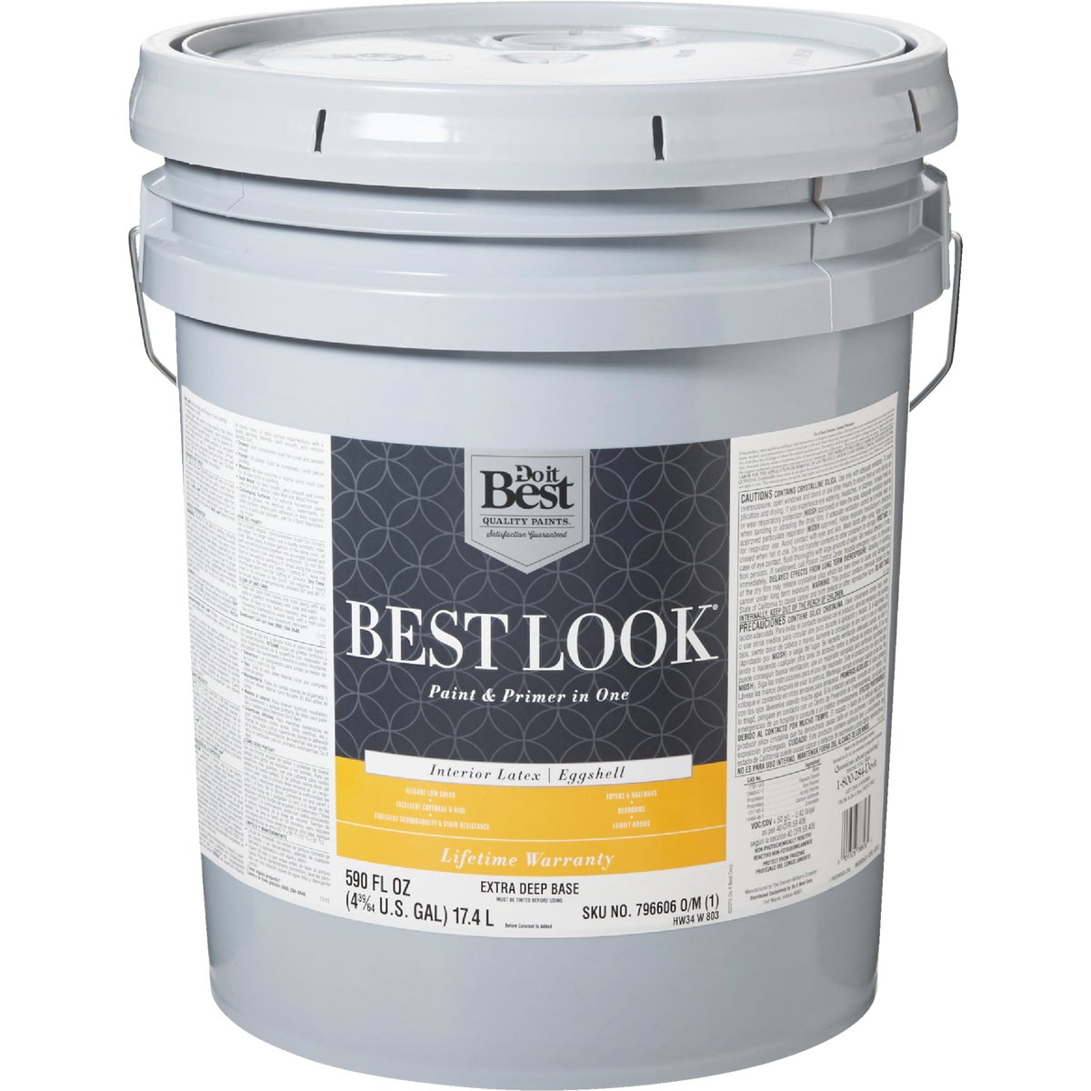 Best Look Latex Premium Paint & Primer In One Eggshell Interior Wall Paint, Extra Deep Base, 5 Gal.