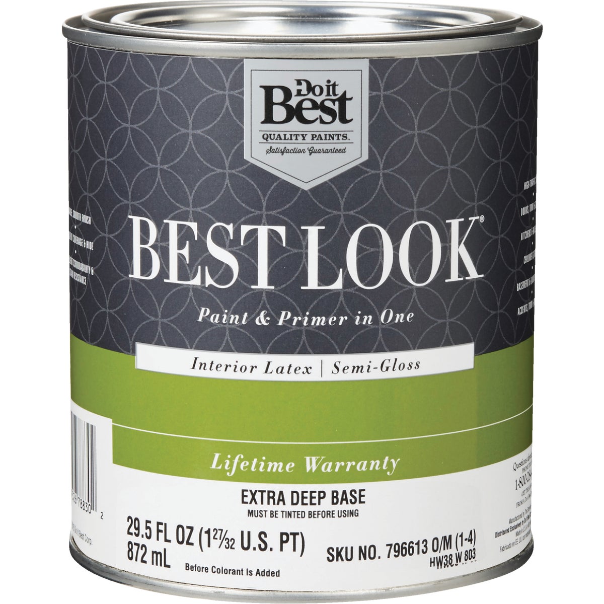 Best Look Latex Premium Paint & Primer In One Semi-Gloss Interior Wall Paint, Extra Deep Base, 1 Qt.