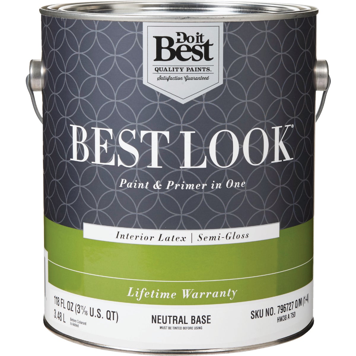 Best Look Latex Premium Paint & Primer In One Semi-Gloss Interior Wall Paint, Neutral Base, 1 Gal.