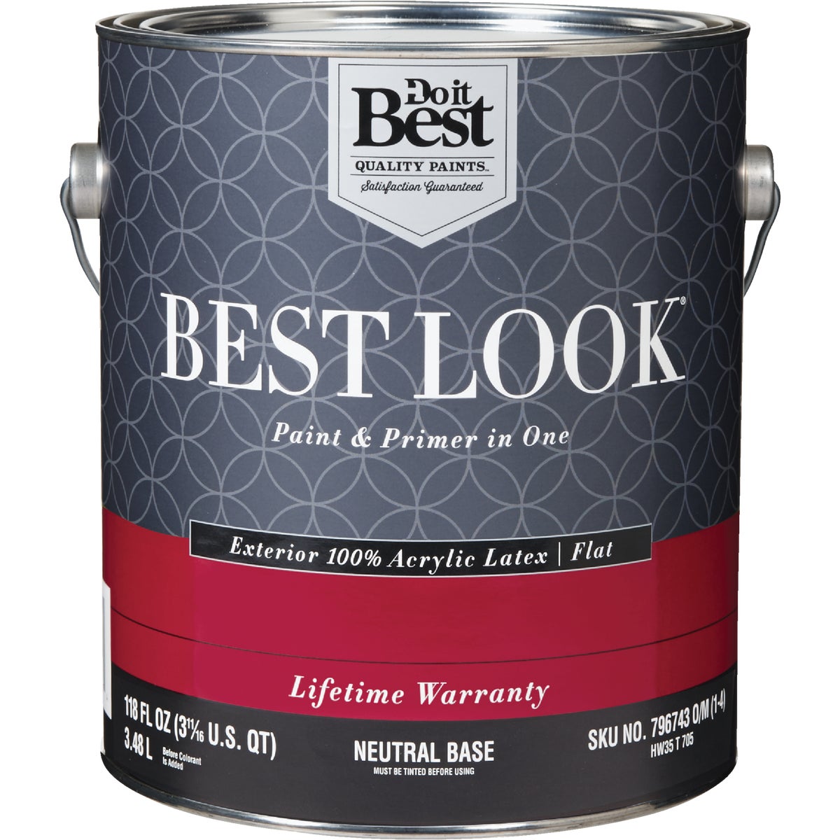 Best Look 100% Acrylic Latex Premium Paint & Primer In One Flat Exterior House Paint, Neutral Base, 1 Gal.