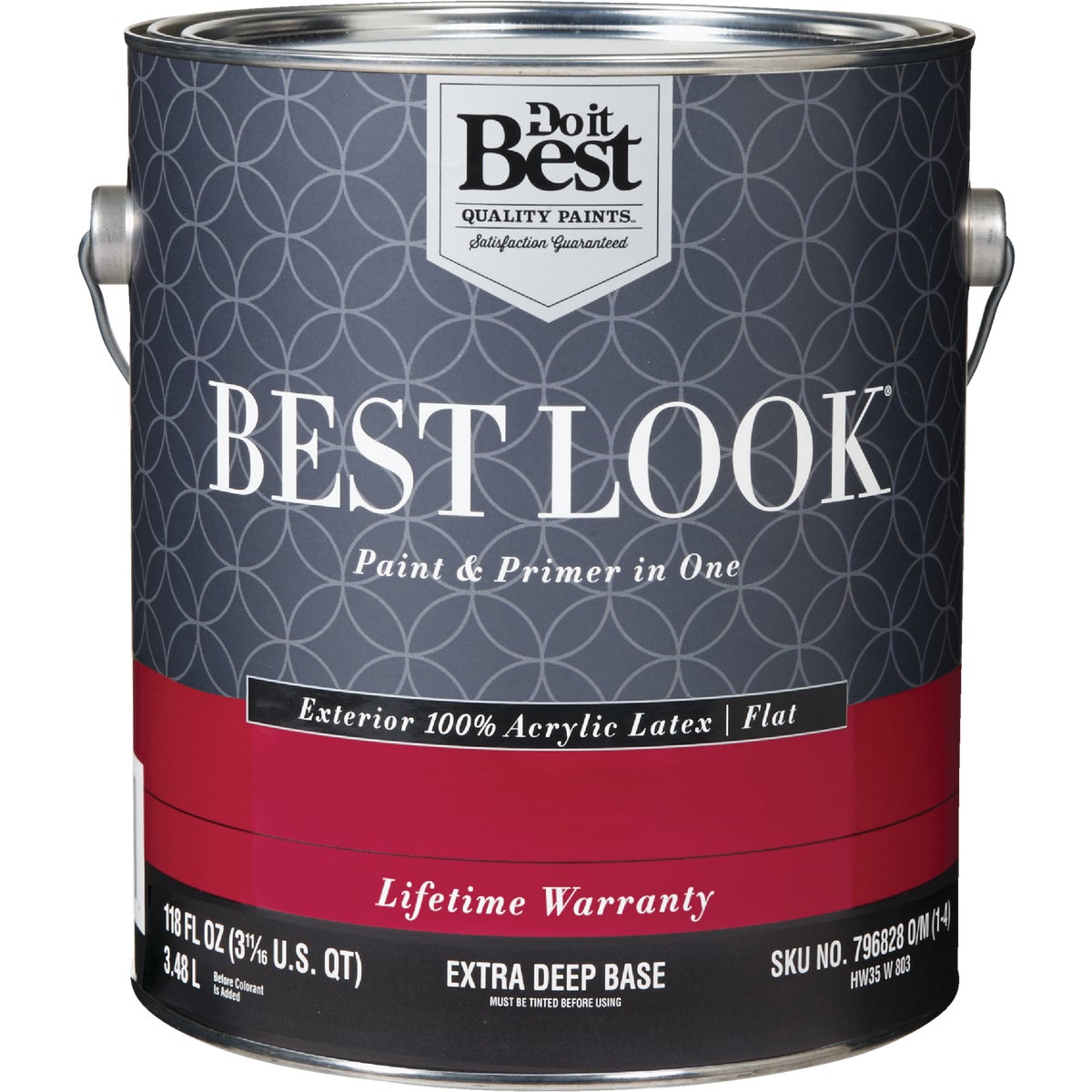Best Look 100% Acrylic Latex Premium Paint & Primer In One Flat Exterior House Paint, Exra Deep Base, 1 Gal.