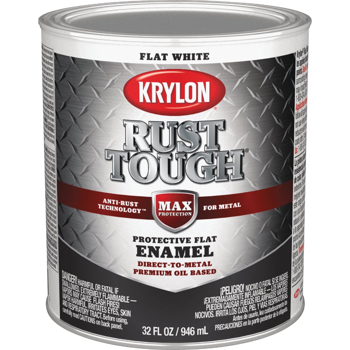Krylon Rust Tough Oil-Based Flat Rust Control Enamel, White, 1 Qt.