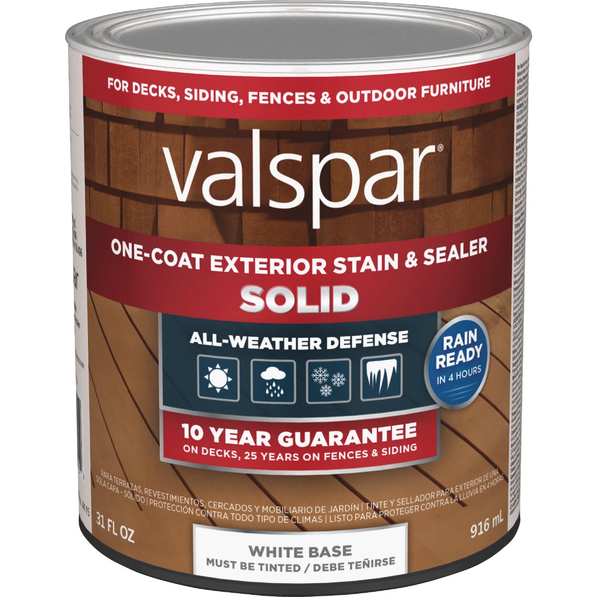 Valspar Solid Deck Stain, White Base, 1 Qt.