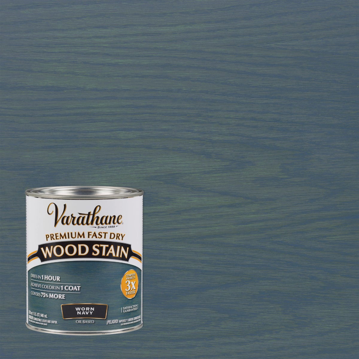 Varathane Fast Dry Worn Navy Urethane Modified Alkyd Interior Wood Stain, 1 Qt.