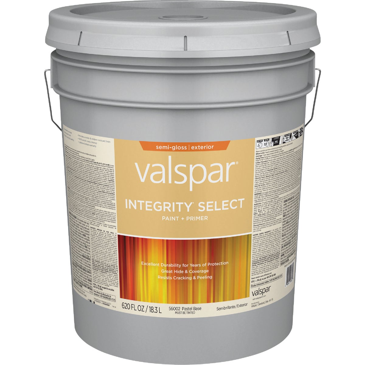 Valspar Integrity Select Semi-Gloss Paint & Primer Exterior Paint, Pastel Base, 5 Gal.