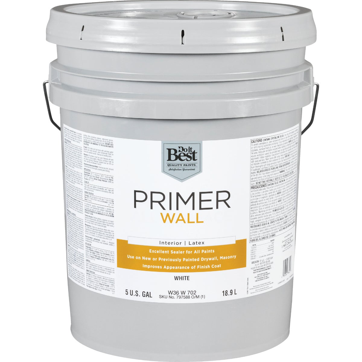Do it Best Interior Latex Wall Primer, White, 5 Gal.