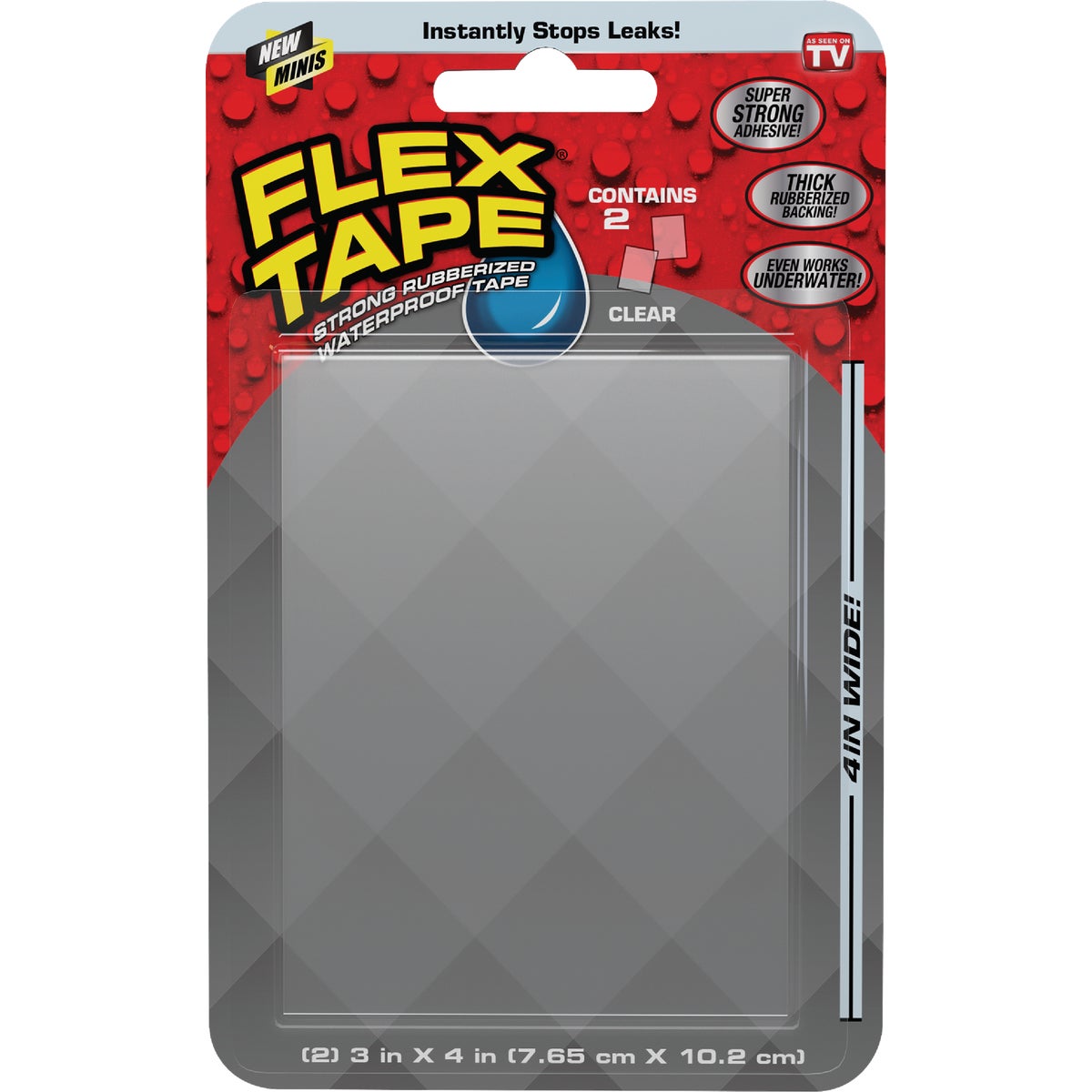 Flex Tape 3 In. x 4 In. Mini Repair Tape, Clear (2-Count)