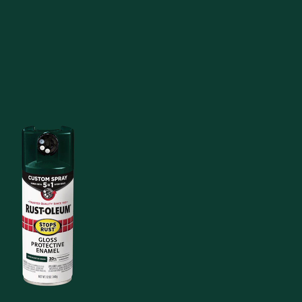 Rust-Oleum Stops Rust 12 Oz. Custom Spray 5 in 1 Gloss Spray Paint, Dark Hunter Green