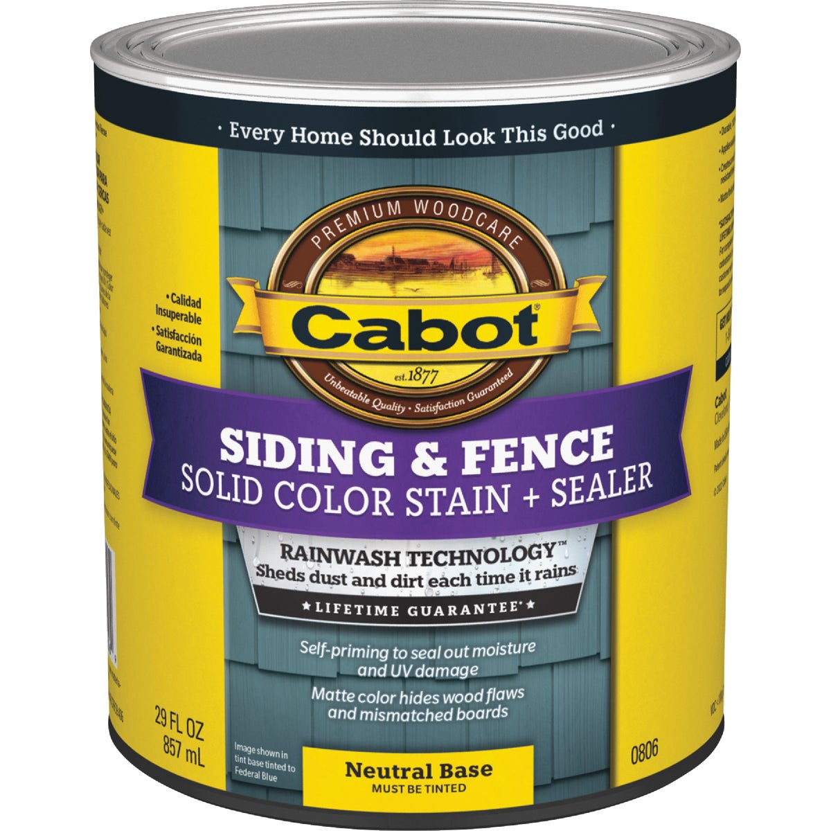 Cabot Solid Color Acrylic Siding & Fence Neutral Base Stain + Sealer, 1 Qt.