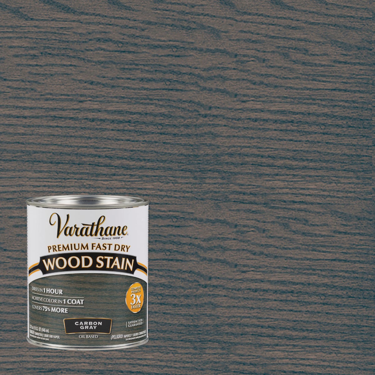 Varathane Fast Dry Carbon Gray Urethane Modified Alkyd Interior Wood Stain, 1 Qt.