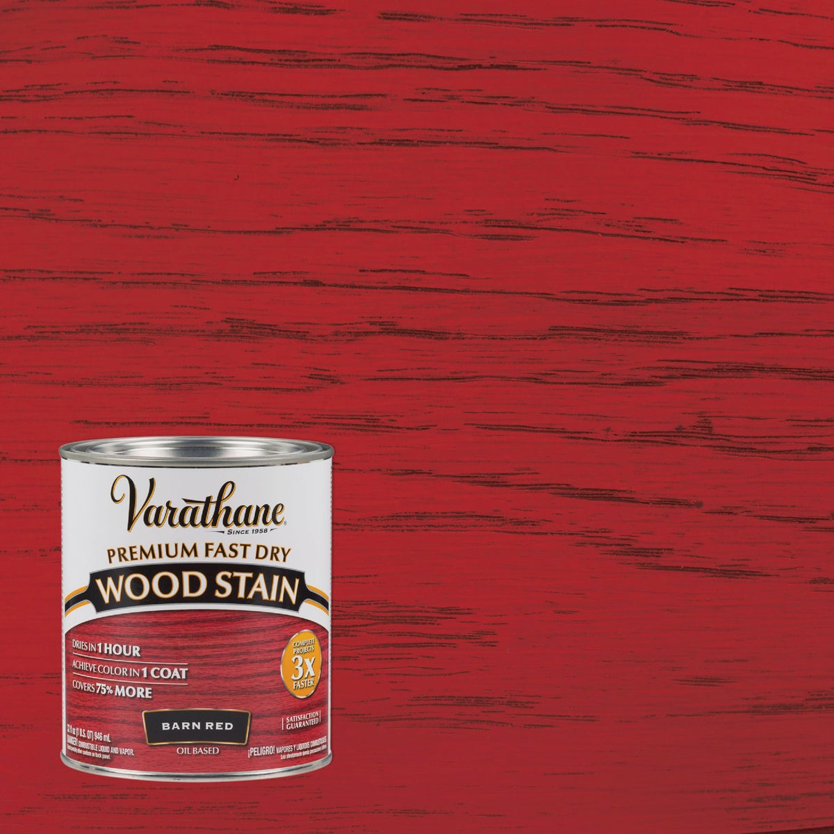 Varathane Fast Dry Barn Red Urethane Modified Alkyd Interior Wood Stain, 1 Qt.