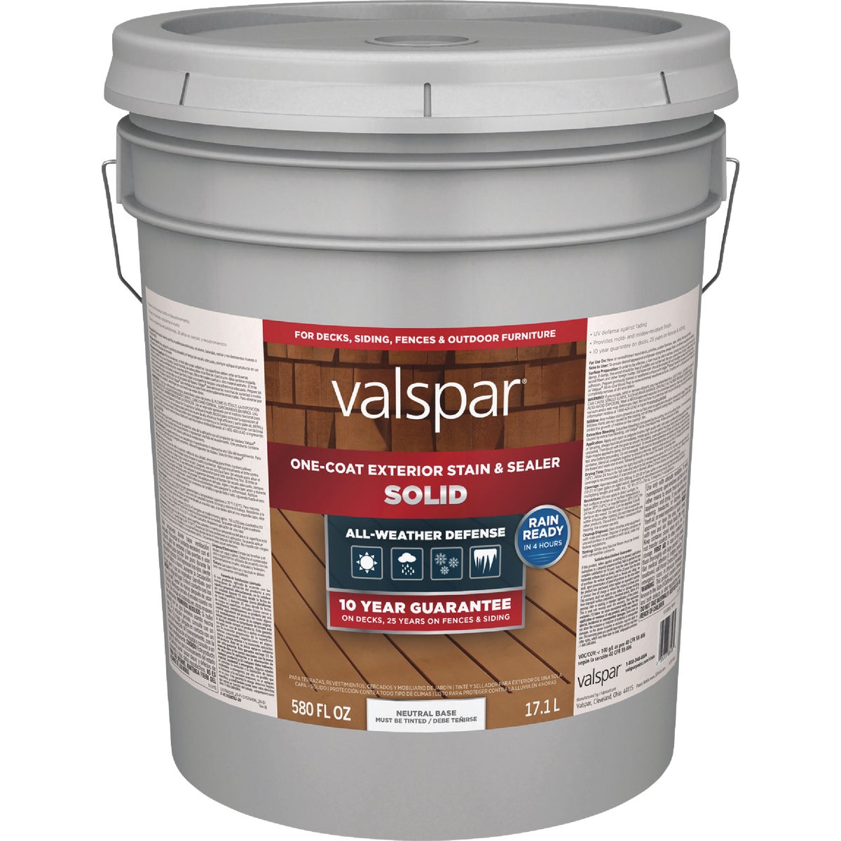 Valspar Solid Deck Stain, Neutral Base, 5 Gal.