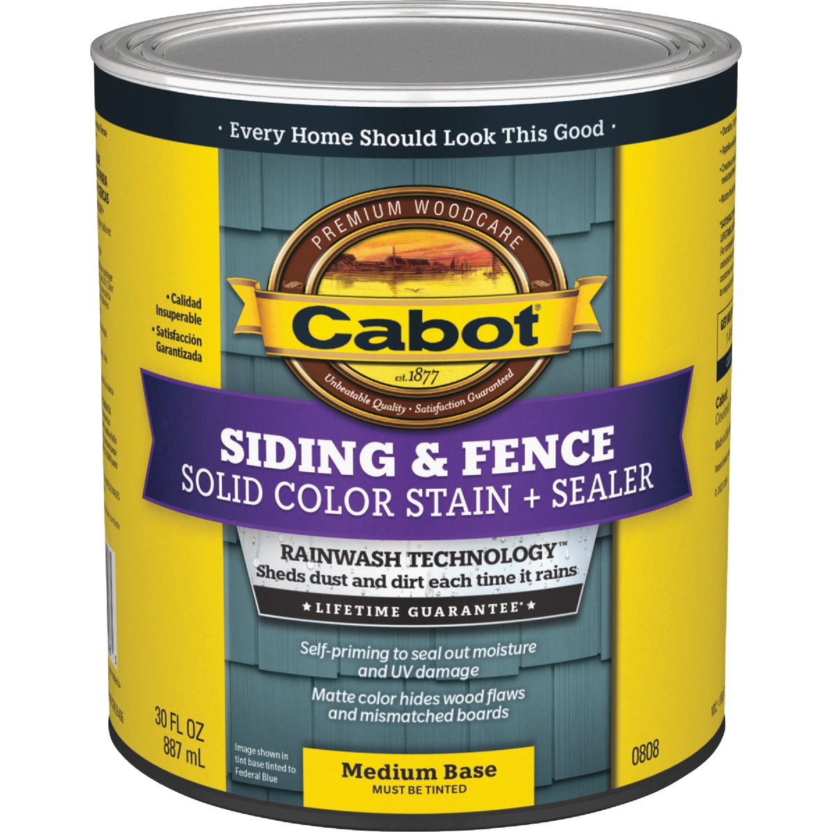Cabot Solid Color Acrylic Siding & Fence Medium Base Stain + Sealer, 1 Qt.