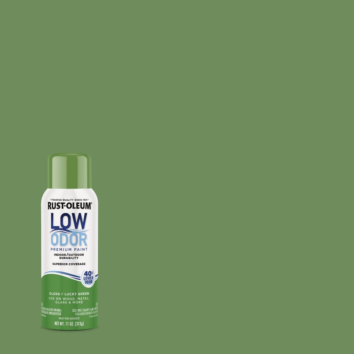 Rust-Oleum Low Odor Water-Based 11 Oz. Gloss Spray Paint, Lucky Green