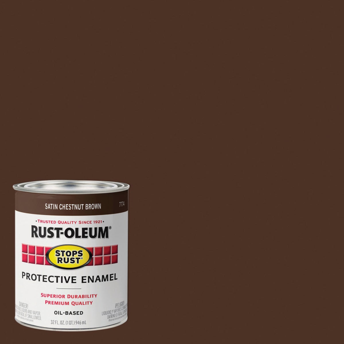 Rust-Oleum Stops Rust Oil Based Satin Protective Rust Control Enamel, Chestnut Brown, 1 Qt.