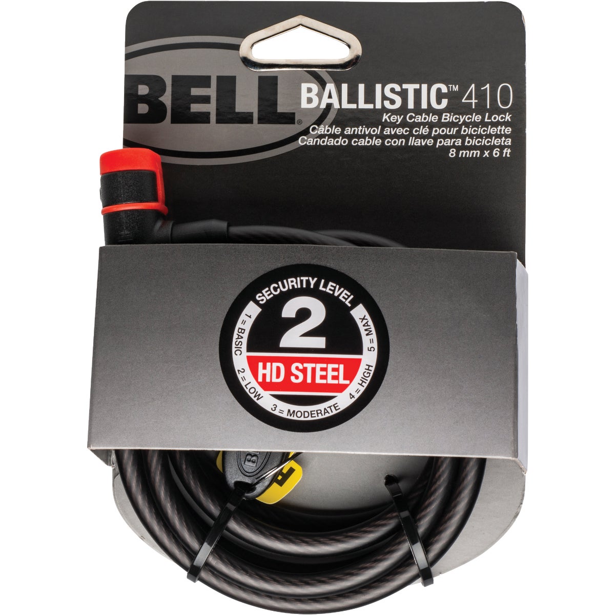 Bell Sports Ballistic 410 6 Ft. x 8mm Braided Steel Cable Bicycle Key Lock