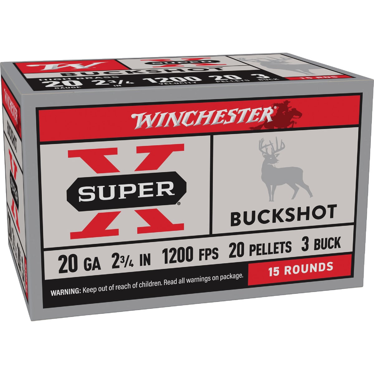 Winchester Super X 20 ga 2-3/4 In. 3 Buck/20 Pellets Buckshot Ammunition