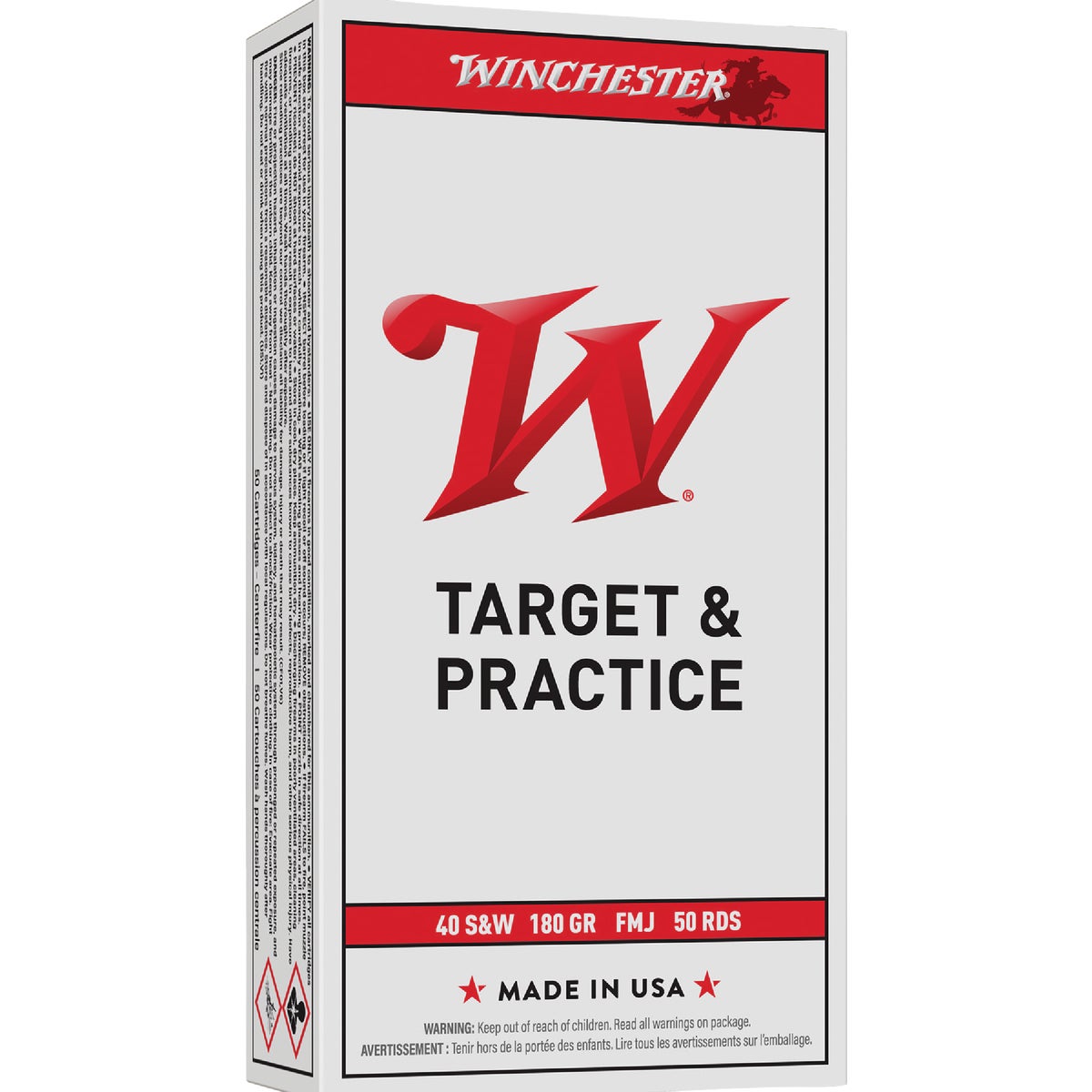 Winchester .40 Smith & Wesson 180 Grain FMJ Centerfire Ammunition Cartridges