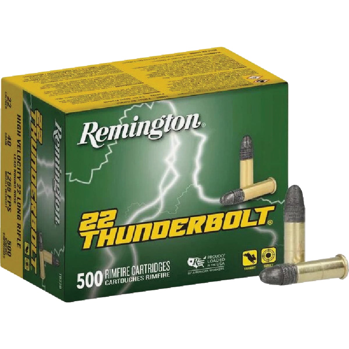 Remington 22 Thunderbolt .22 LR 40 Grain Round Nose Rimfire Ammunition Cartridges