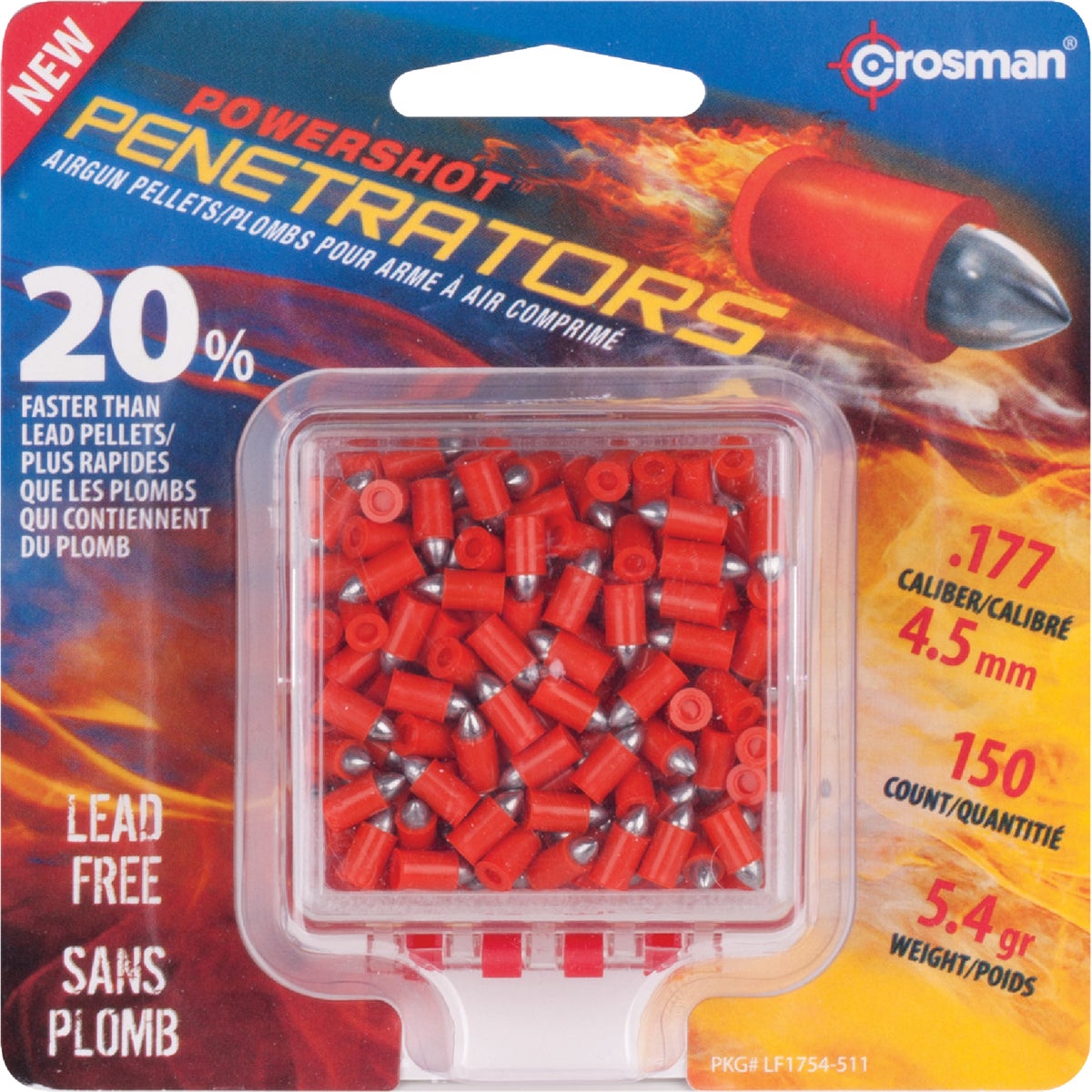 Crosman PowerShot Penetrators .177 Cal. Pointed 5.4 Grain Pellet Ammunition (150-Pack)