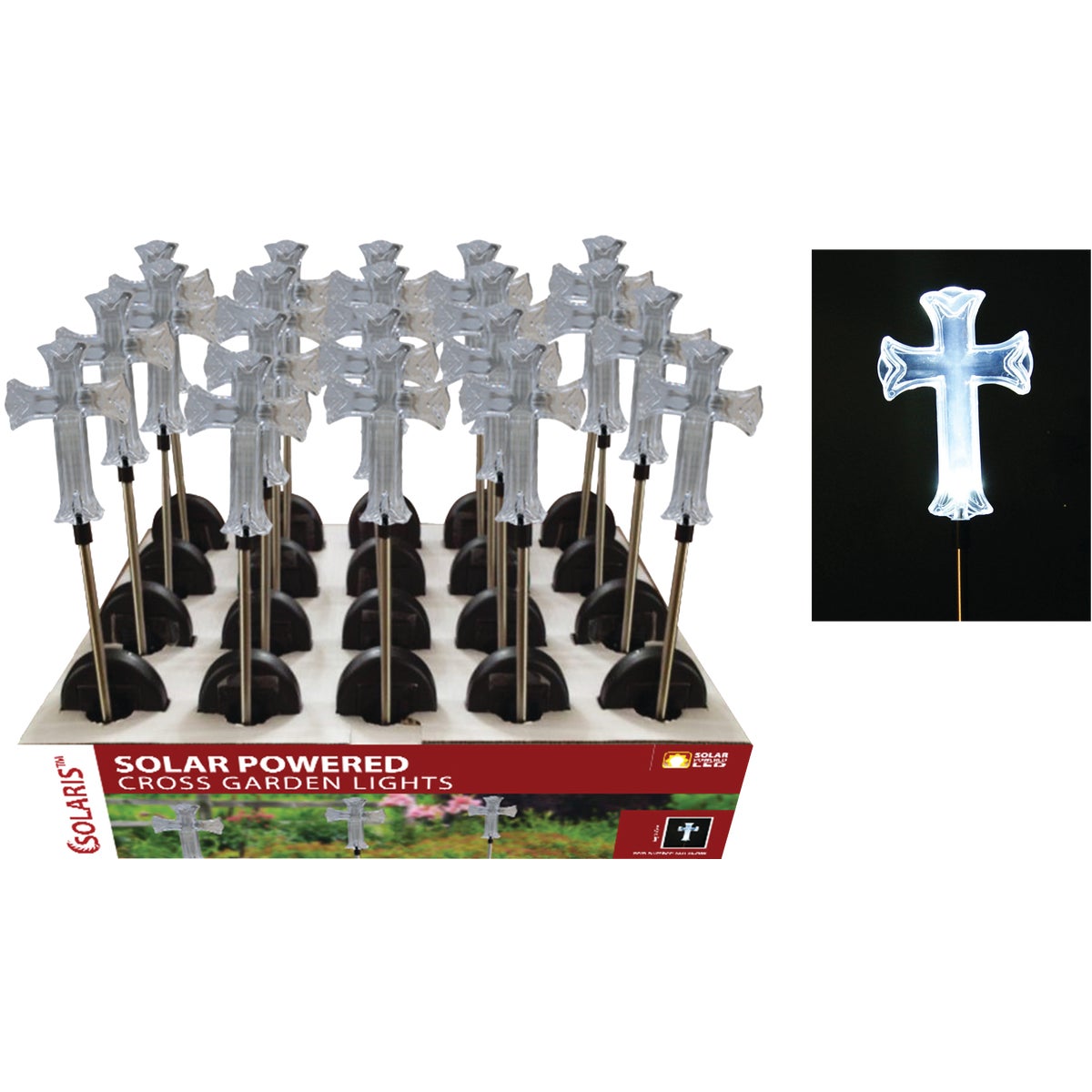 Solaris Acrylic Cross 34 In. H. Solar Stake Light Lawn Ornament