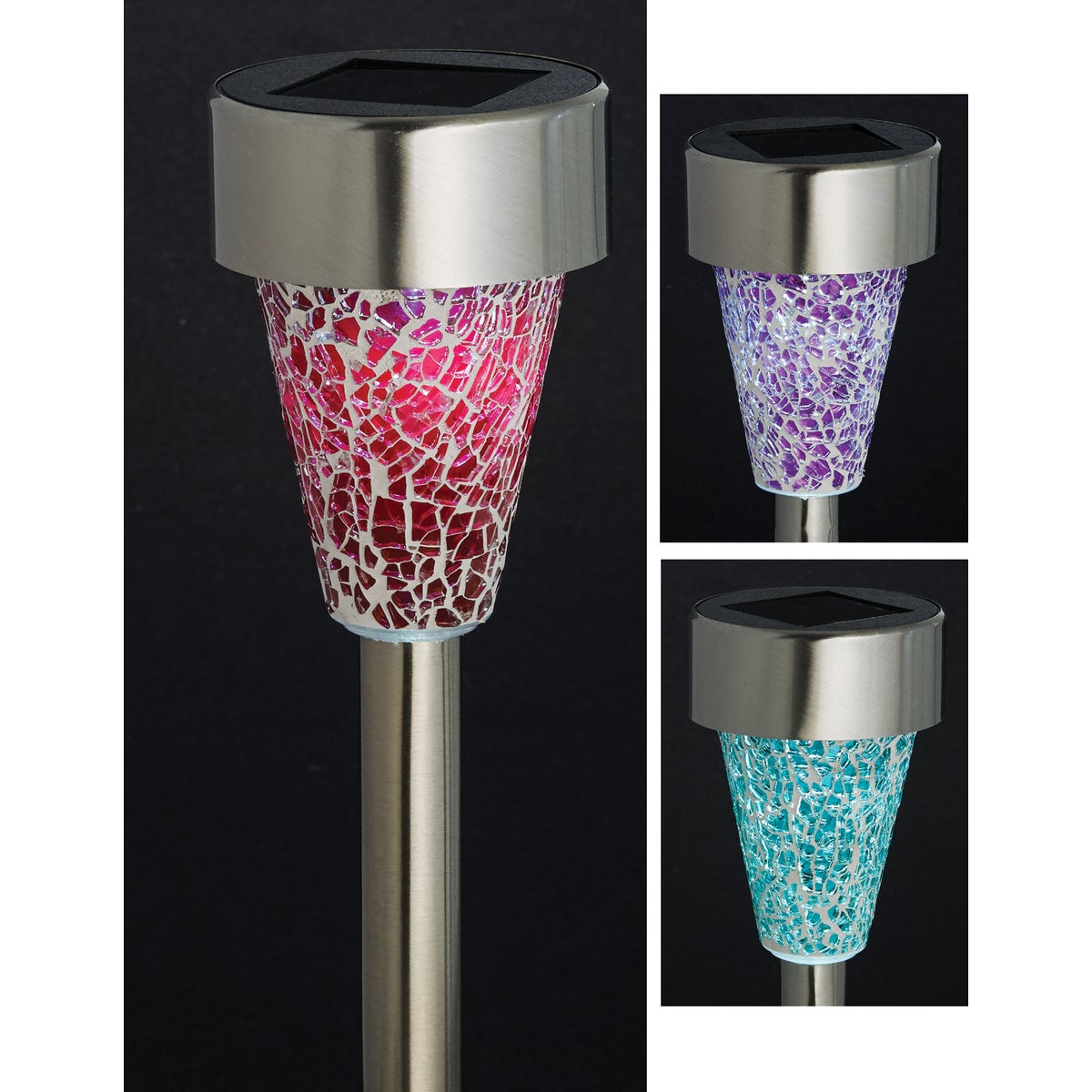 Outdoor Expressions Green, Red, or Purple 2.10 Lumens Stainless Steel Solar Path Light