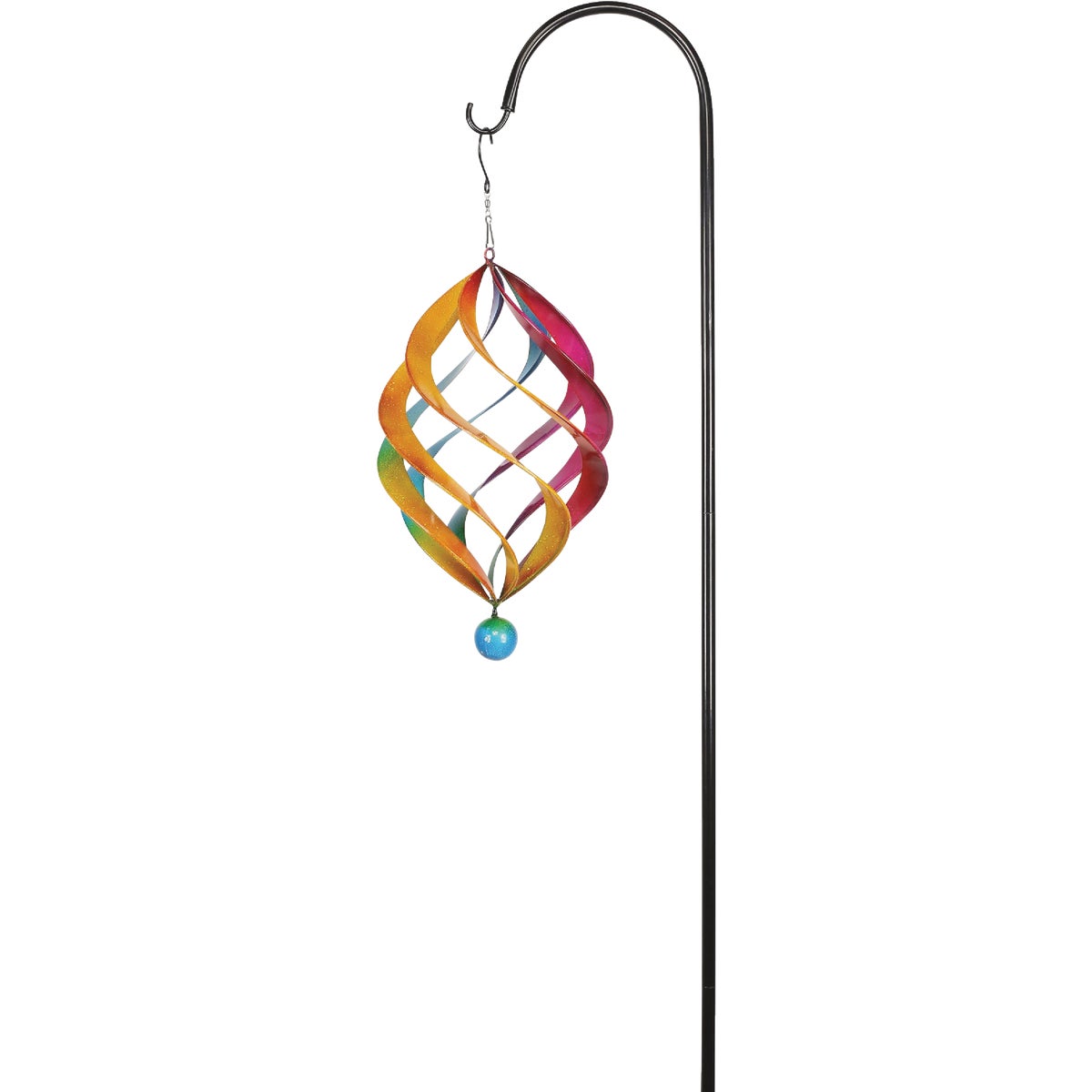 Alpine 19 In. H. Multi-Color Iron Wind Spinner with Shepherd's Hook
