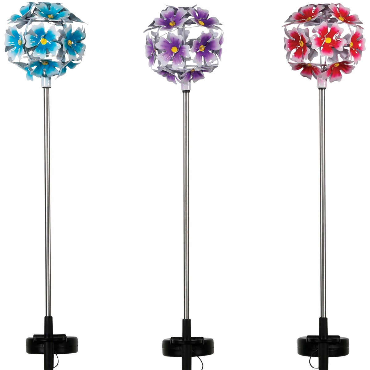 Alpine Metal 33 In. H. Hydrangea Ball Solar Stake Light