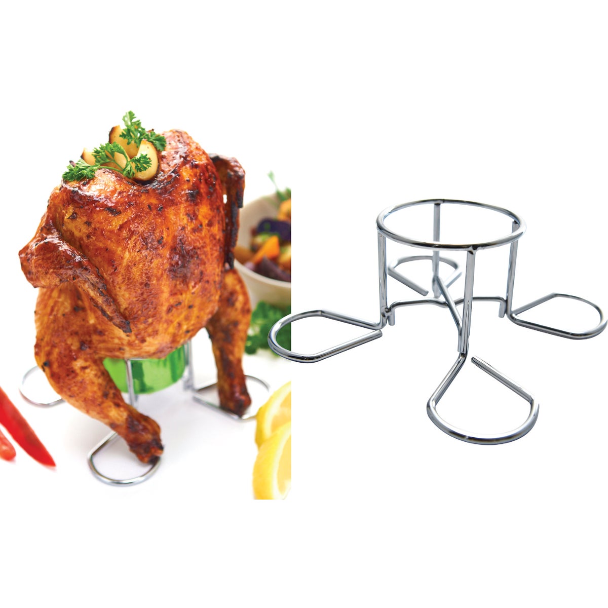 GrillPro Heavy-Duty Chrome Chicken Roaster