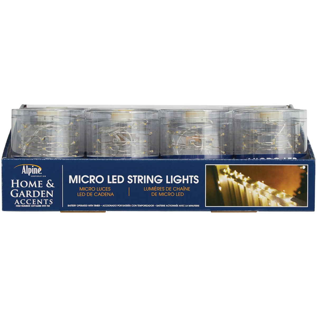 Alpine 10-1/2 Ft. 60-Light Warm White LED Battery Operated Copper String Light Set