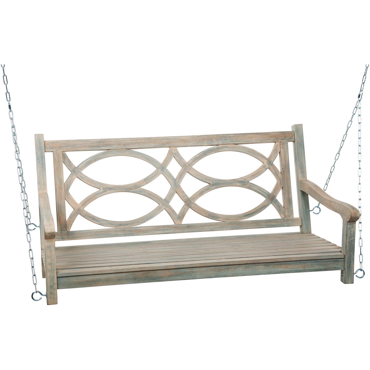 Jack Post Pisces 4 Ft. Indonesian Hardwood Porch Swing with Gray Wire Finish