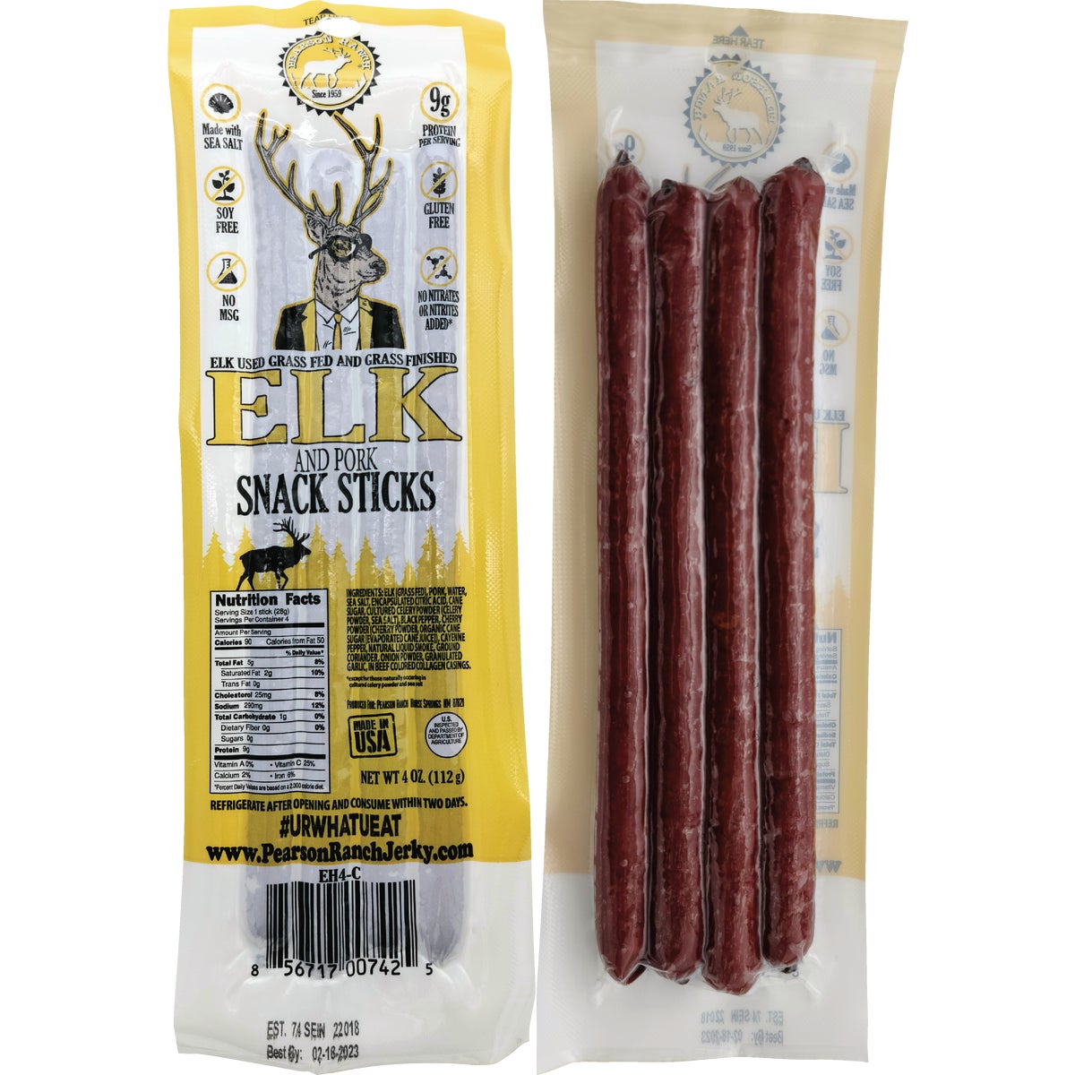 Pearson Ranch Jerky 4 Oz. Elk Hickory Multi-Pack Snack Stick
