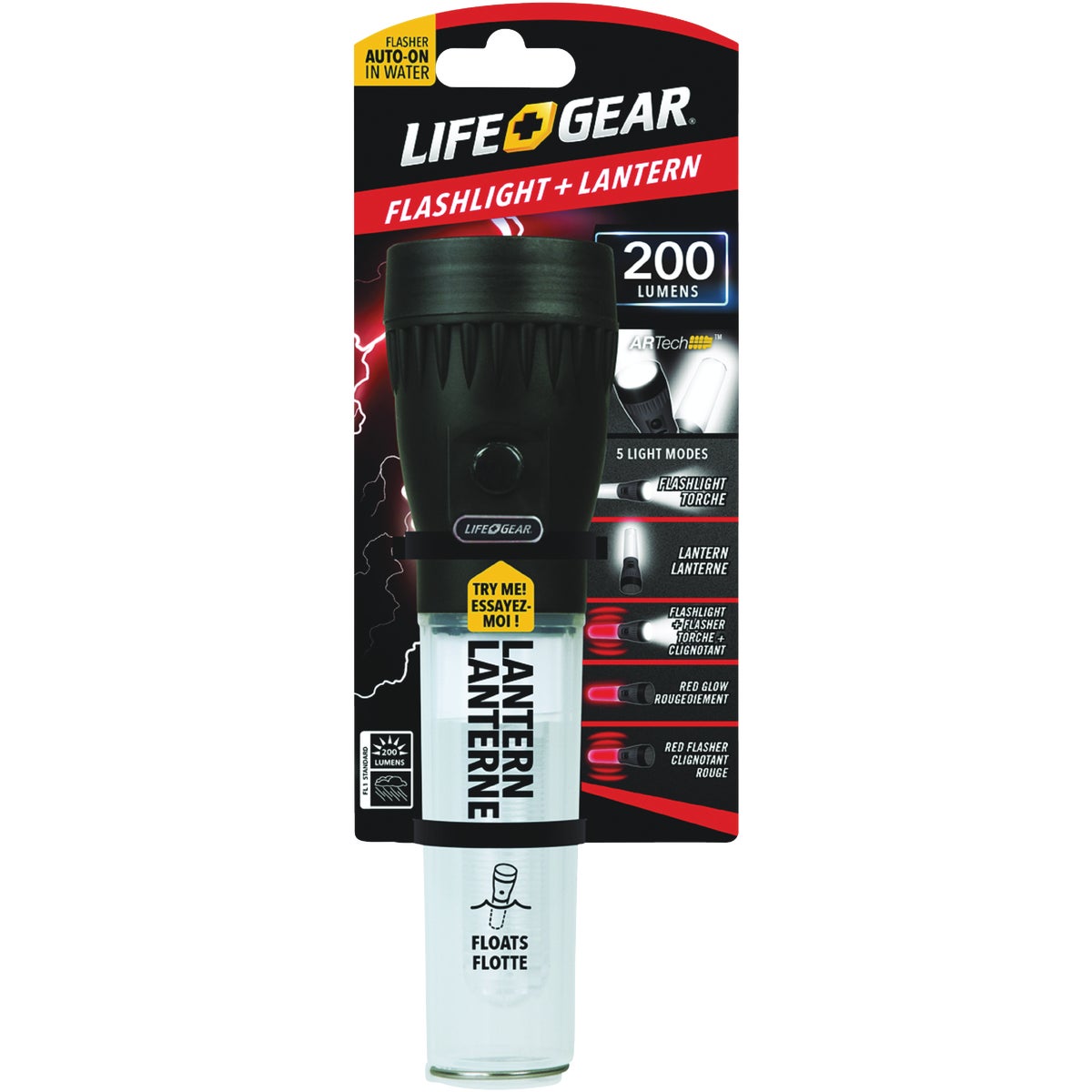 Life Gear Storm Proof AA 200 Lm. 2-In-1 LED Flashlight & Lantern