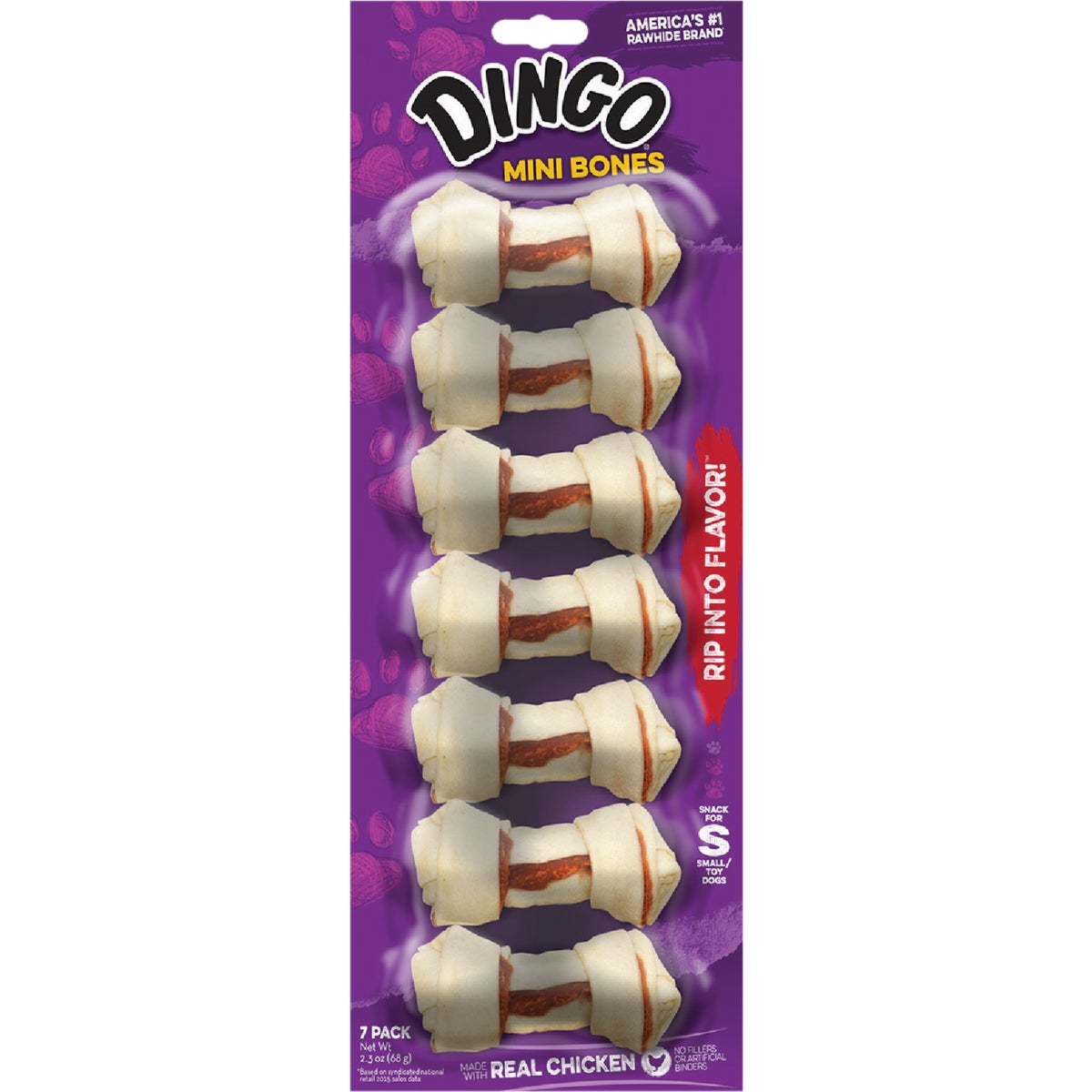 7PK WHT MINI DINGO CHEW