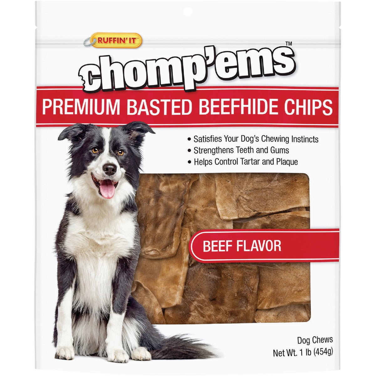 Westminster Pet Ruffin' it Chomp'ems Beef 1 Lb. Rawhide Chips